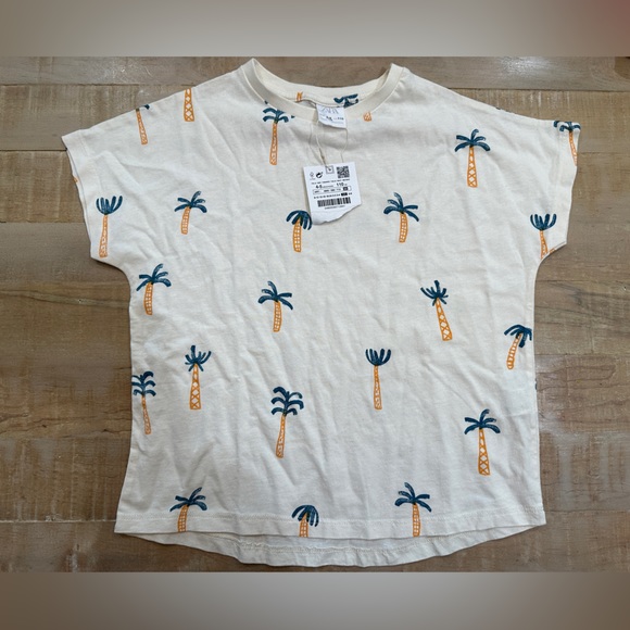 Zara boys tee shirt linen striped shorts matching set palm trees beach - Picture 10 of 12